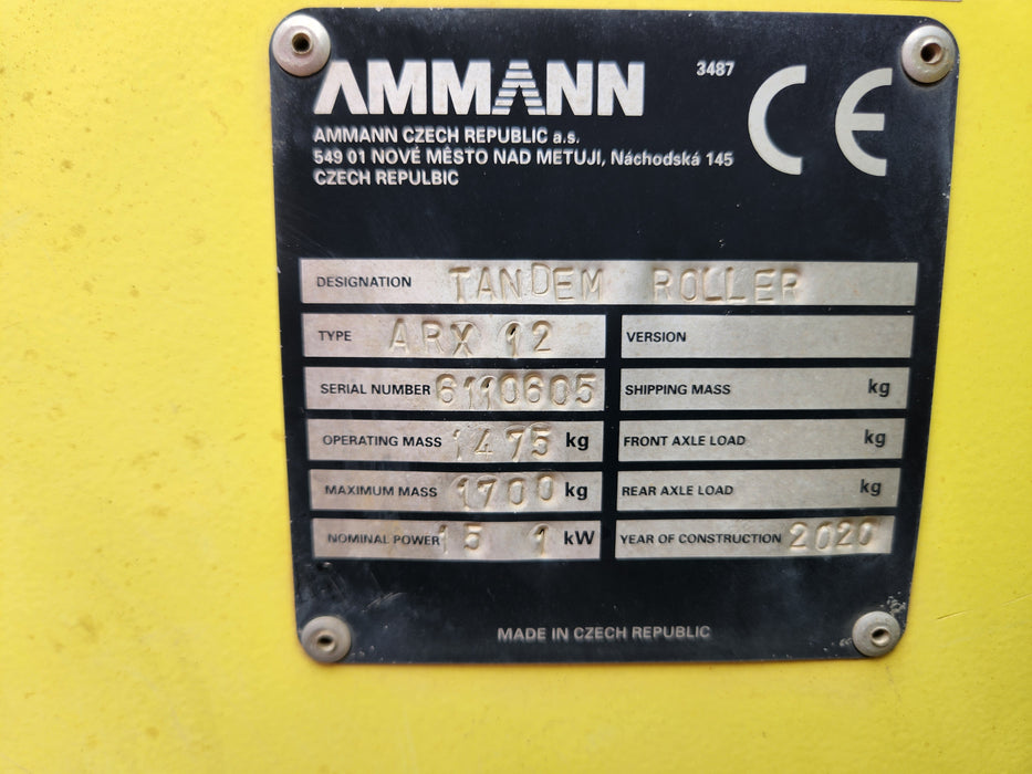 2020 AMMANN ARX12 1.5T TANDEM ROLLER (R366) WITH 260 HOURS