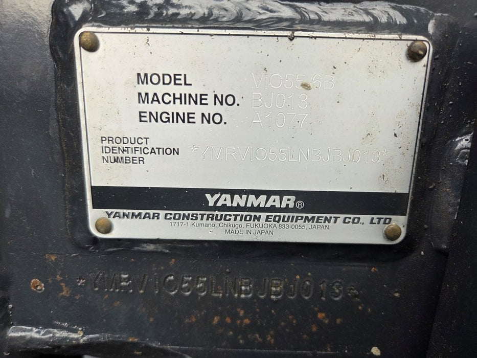 2022 YANMAR VIO55-6 5.6T EXCAVATOR (M923) WITH CABIN, BUCKETS AND 2100 HOURS