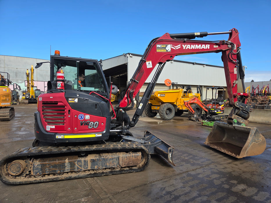 2023 YANMAR VIO80-1 8T EXCAVATOR (M949) WITH TILT HITCH, BUCKETS, 2500 HOURS