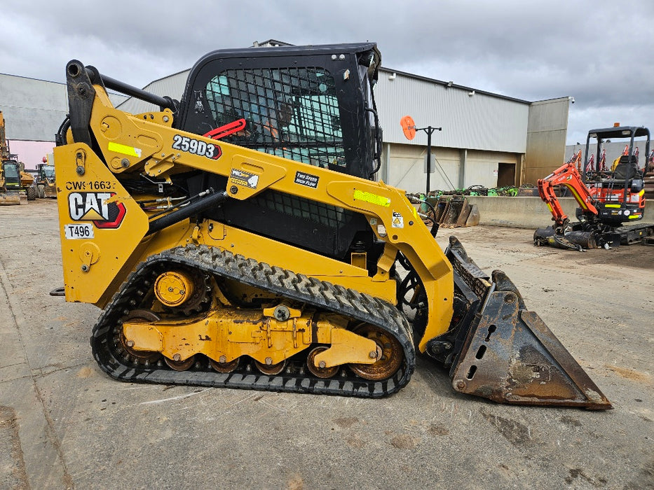 2021 CAT 259D3 TRACK LOADER (T496) WITH HI-FLOW, 4 IN 1 AND LOW 1185 HOURS