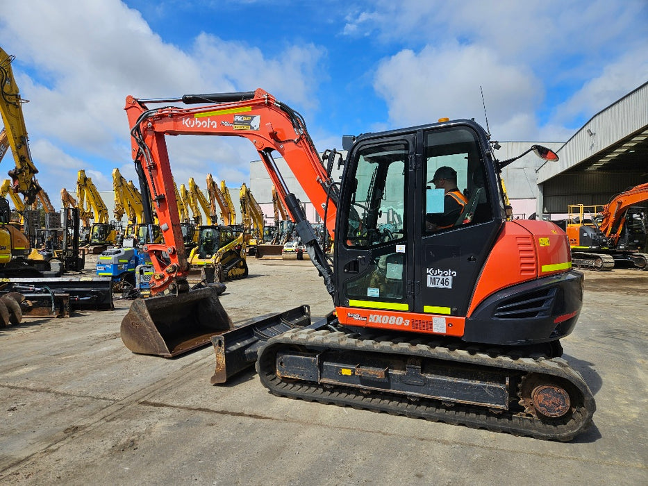 2021 KUBOTA KX080 8T EXCAVATOR (M746) WITH CIVIL SPEC, BUCKETS, 1790 HOURS