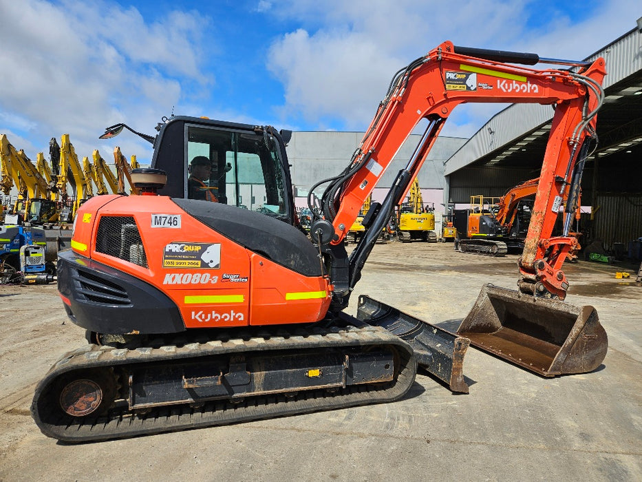 2021 KUBOTA KX080 8T EXCAVATOR (M746) WITH CIVIL SPEC, BUCKETS, 1790 HOURS