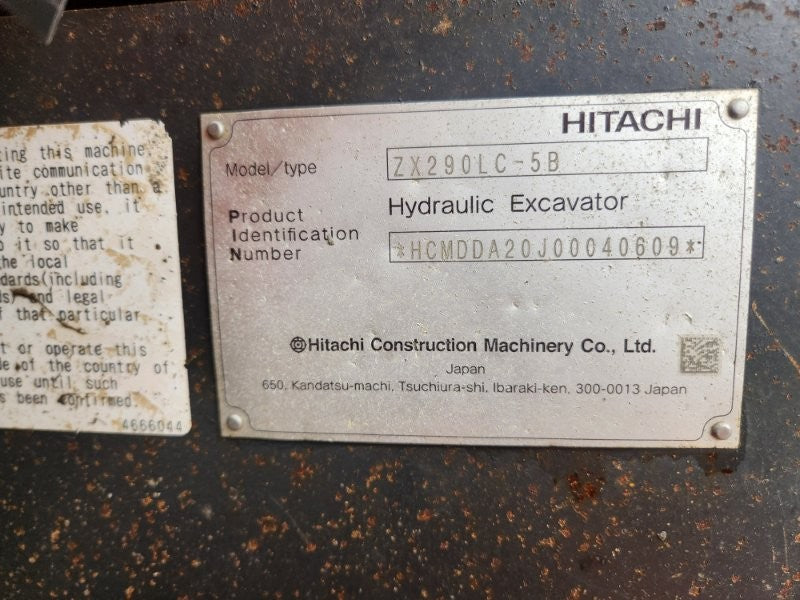 2020 HITACHI ZX290LC-5 29T EXCAVATOR (E256) WITH FULL CIVIL SPEC, 5470 HOURS