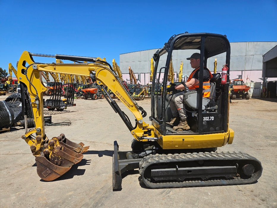 2019 CAT 302.7D 2.7T EXCAVATOR WITH HYDRAULIC HITCH, BUCKETS AND 3440 HOURS