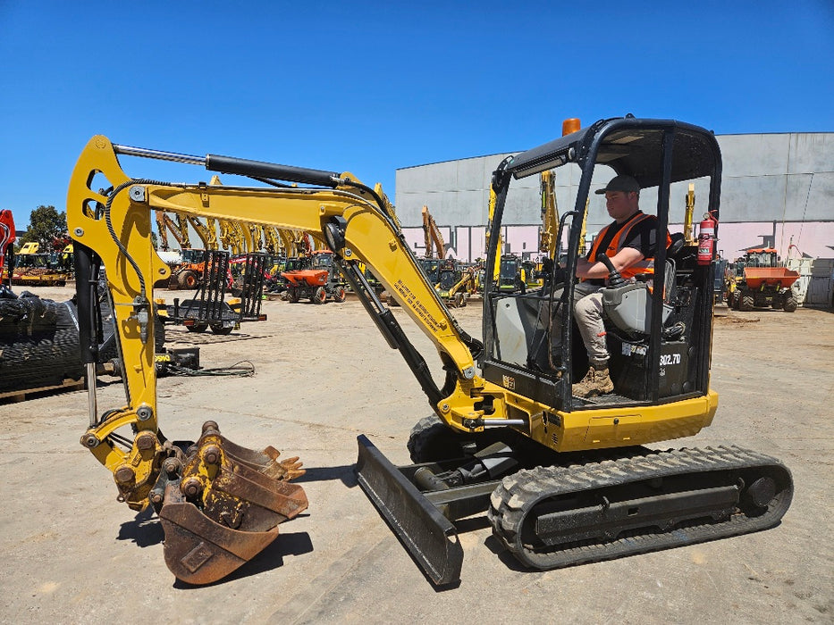 2019 CAT 302.7D 2.7T EXCAVATOR WITH HYDRAULIC HITCH, BUCKETS AND 3440 HOURS