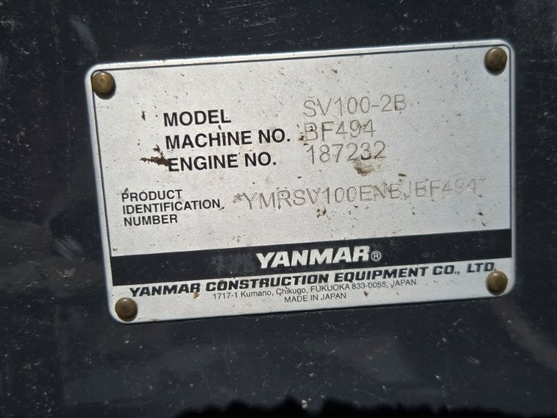 2022 YANMAR SV100-2 10T EXCAVATOR (E381) WITH 1450 HRS