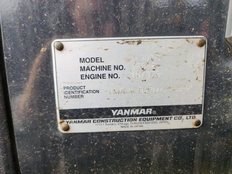 2022 YANMAR VIO80 8T EXCAVATOR (M904) WITH TILT HITCH, BUCKETS AND 1685 HRS