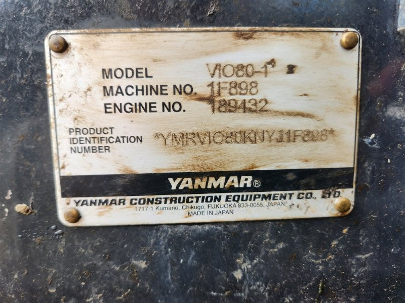 2022 YANMAR VIO80 8T EXCAVATOR (M927) WITH TILT HITCH, BUCKETS AND 1980 HOURS