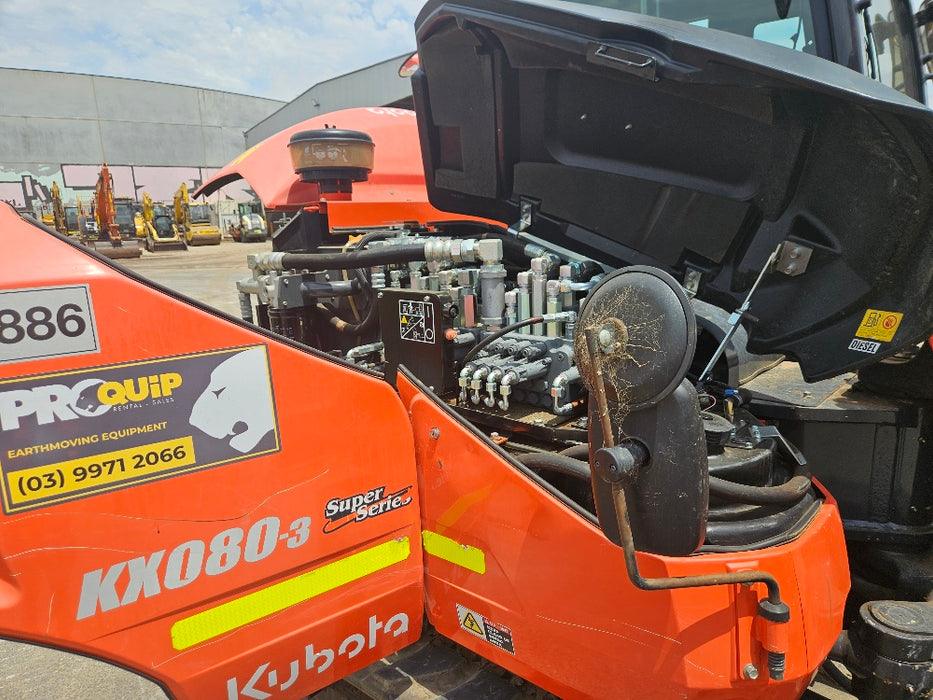 2022 KUBOTA KX080 8.4T EXCAVATOR (M886) WITH TILT HITCH, BUCKETS, 1890 HRS