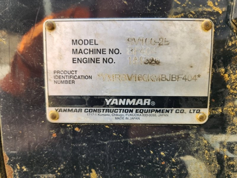 2022 YANMAR SV100-2 10T EXCAVATOR (EX125) WITH 3 X BUCKETS AND 1791 HOURS