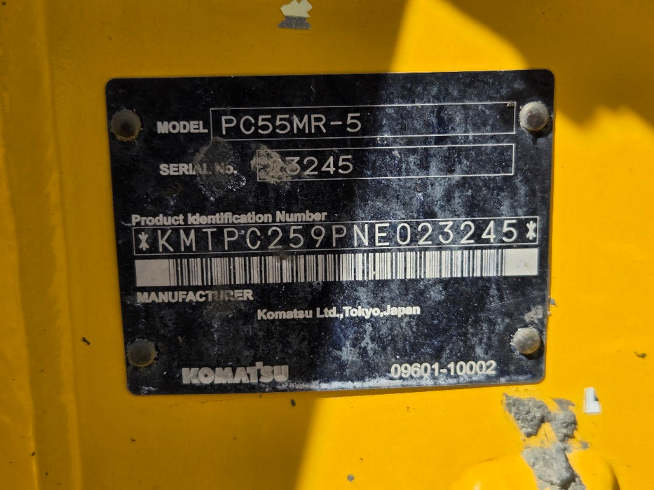 2022 KOMATSU PC55MR-5 5.5T EXCAVATOR (M876) WITH TILT HITCH, 1425 HOURS