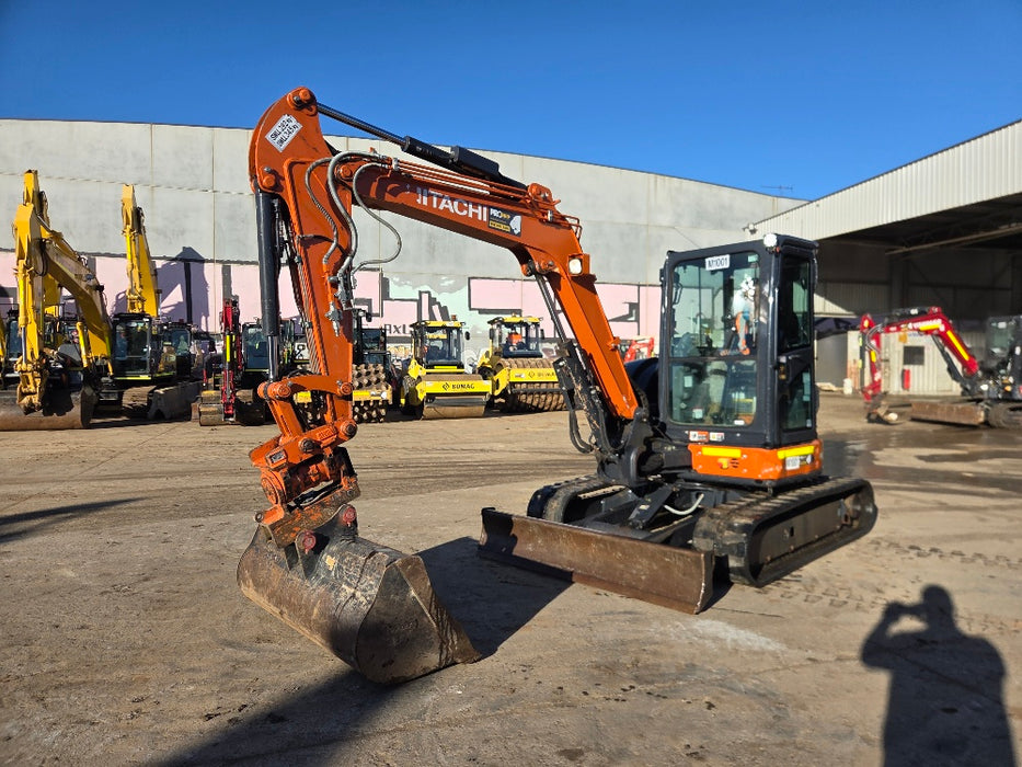 2023 HITACHI ZX55U-5 5.5T EXCAVATOR (M1001) WITH TILTING HITCH, A/C CAB, 1565HRS