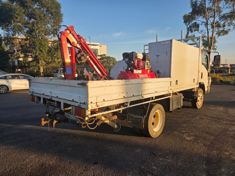 2013 ISUZU NPR 300-MEDIUM SERVICE TRUCK WITH CRANE AND COMPRESSOR