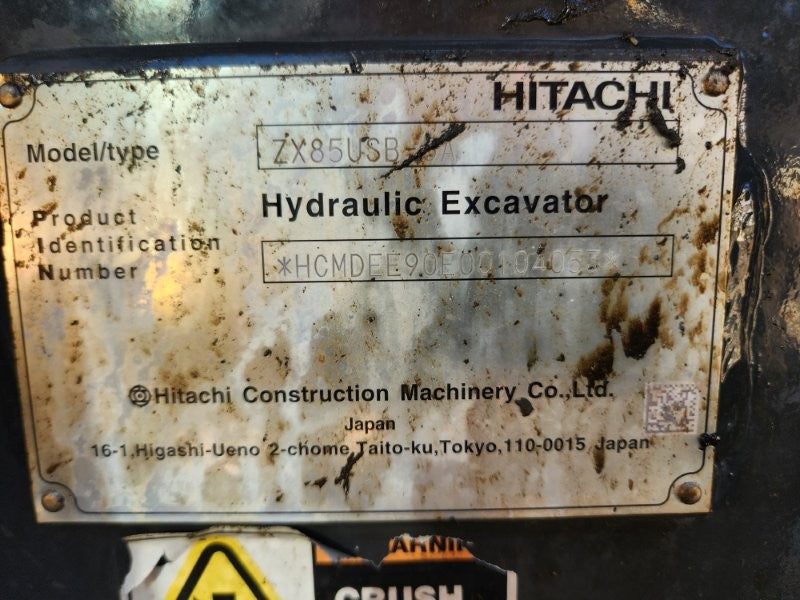 2023 HITACHI ZX85USB-5 8.7T EXCAVATOR (M973) WITH 1780 HOURS