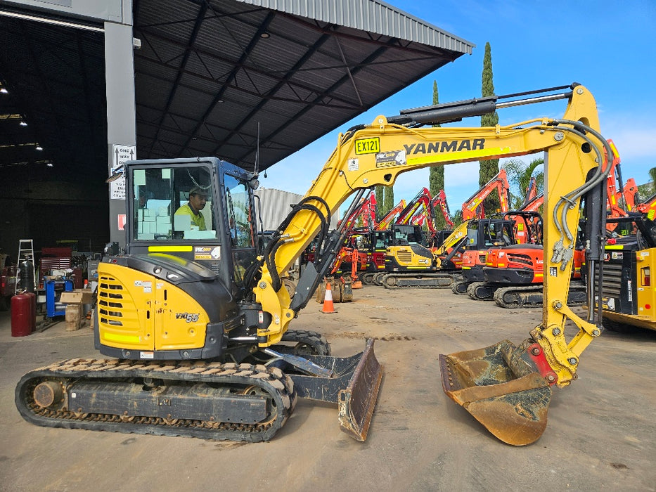 2021 YANMAR VIO55-6 5.6T EXCAVATOR (EX121) WITH CAB, HITCH, BUCKETS, 1980HRS