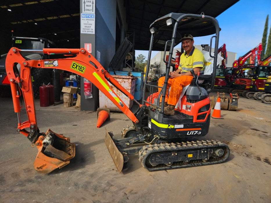 2023 KUBOTA U17-3 1.7T MINI EXCAVATOR (EX182) WITH HITCH, BUCKETS AND 912 HRS