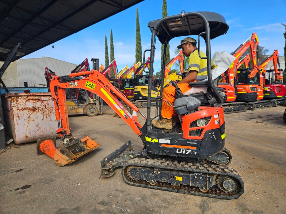 2023 KUBOTA U17-3 1.7T MINI EXCAVATOR (EX182) WITH HITCH, BUCKETS AND 912 HRS