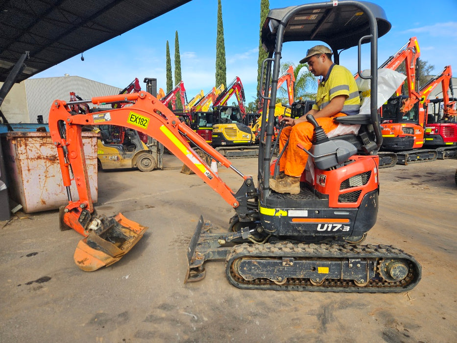 2023 KUBOTA U17-3 1.7T MINI EXCAVATOR (EX182) WITH HITCH, BUCKETS AND 912 HRS