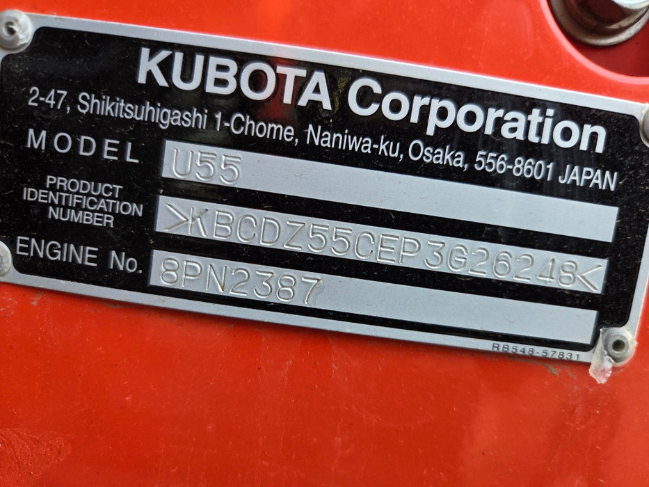2023 KUBOTA U55-4 5.6T EXCAVATOR (M997) WITH TILT HITCH, BUCKETS, 1300 HOURS