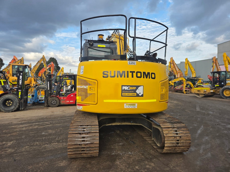 Back view of 2019 Sumitomo SH145X-6 excavator with GP bucket