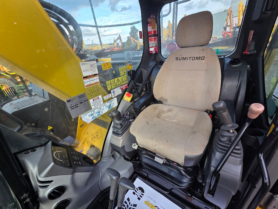 Front view of 2019 Sumitomo SH145X-6 excavator with GP bucket attached