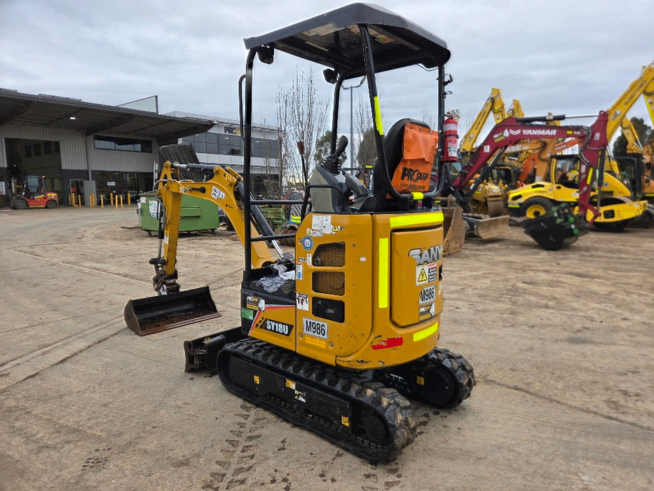 2023 SANY SY18 1.8T MINI-EXCAVATOR (M986) WITH Q/C HITCH, BUCKETS AND 582 HRS