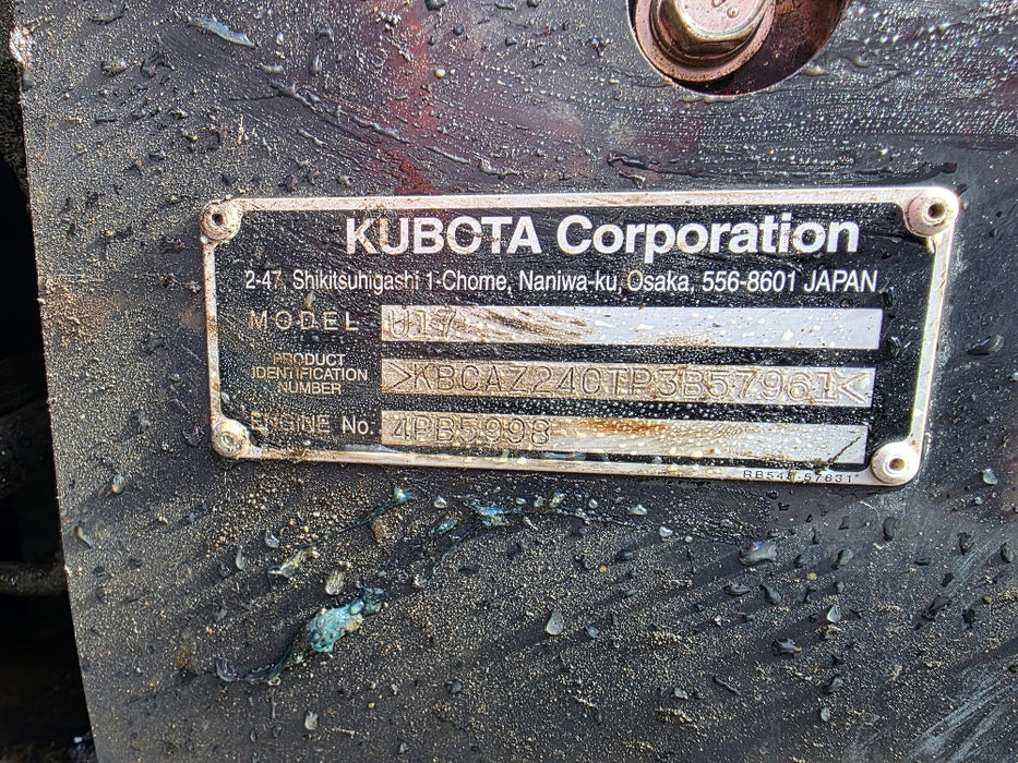 USED 2023 KUBOTA U17-3 EXCAVATOR (EX188) WITH HITCH, BUCKETS AND 785 HOURS
