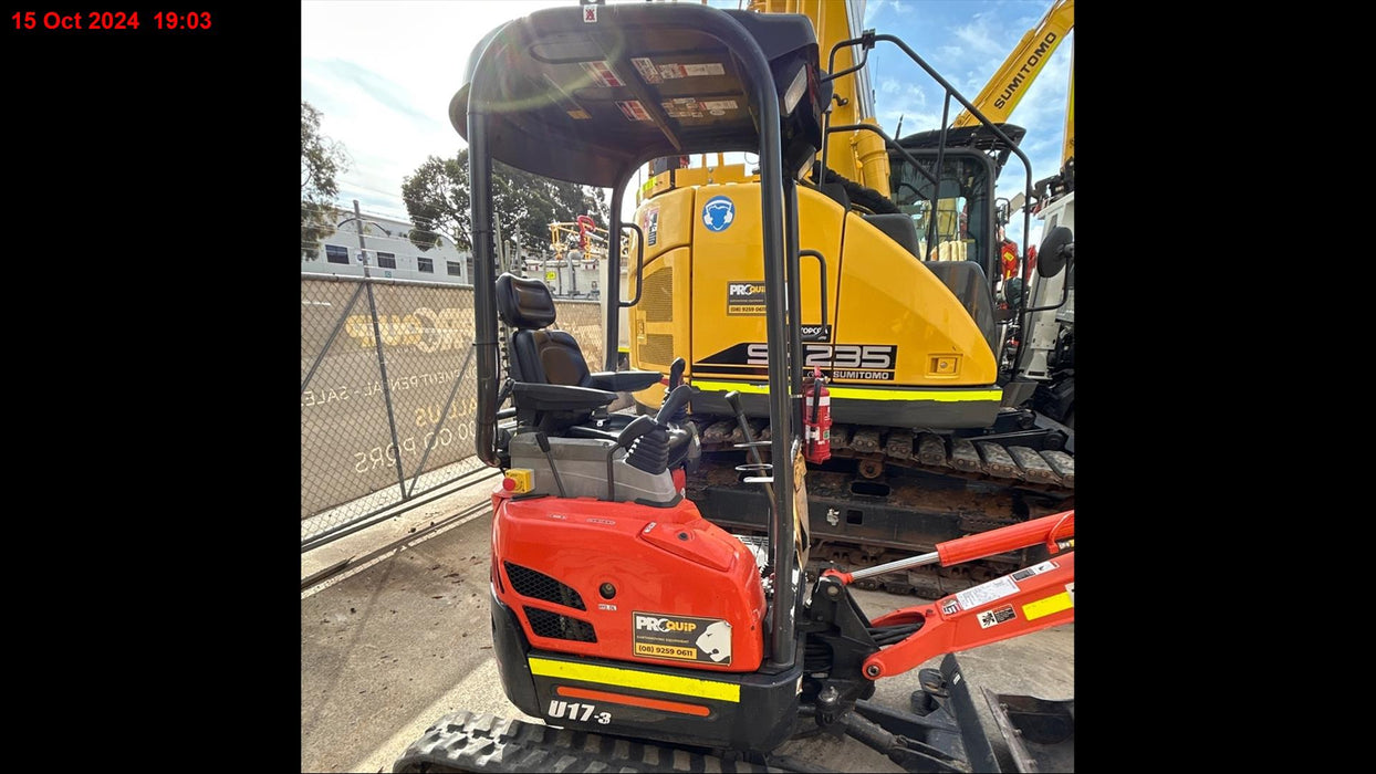 2022 KUBOTA U17-3 1.7T EXCAVATOR (EX132) WITH HITCH, BUCKETS AND 750 HOURS