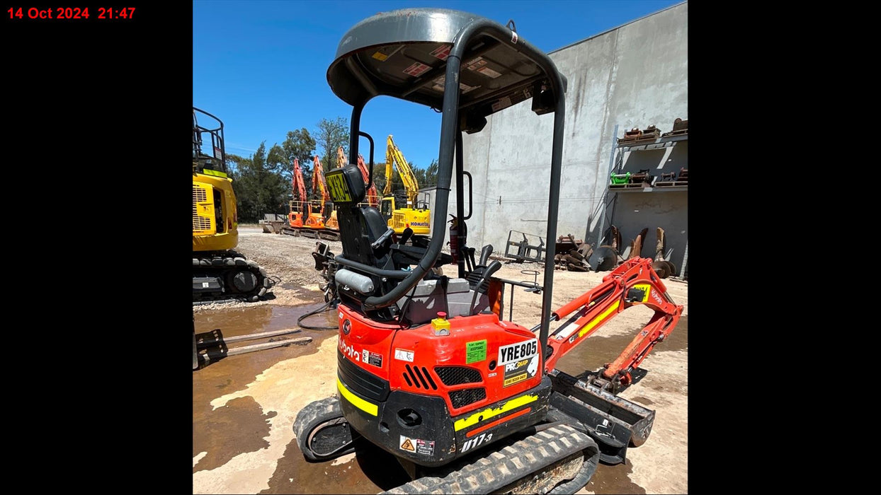 2022 KUBOTA U17-3 1.7T EXCAVATOR (EX134) WITH HITCH, BUCKETS AND 835 HOURS