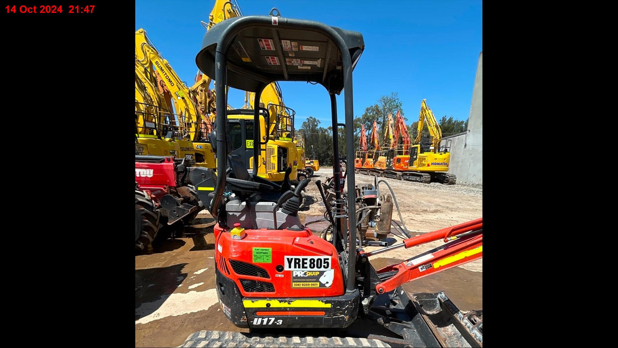 2022 KUBOTA U17-3 1.7T EXCAVATOR (EX134) WITH HITCH, BUCKETS AND 835 HOURS