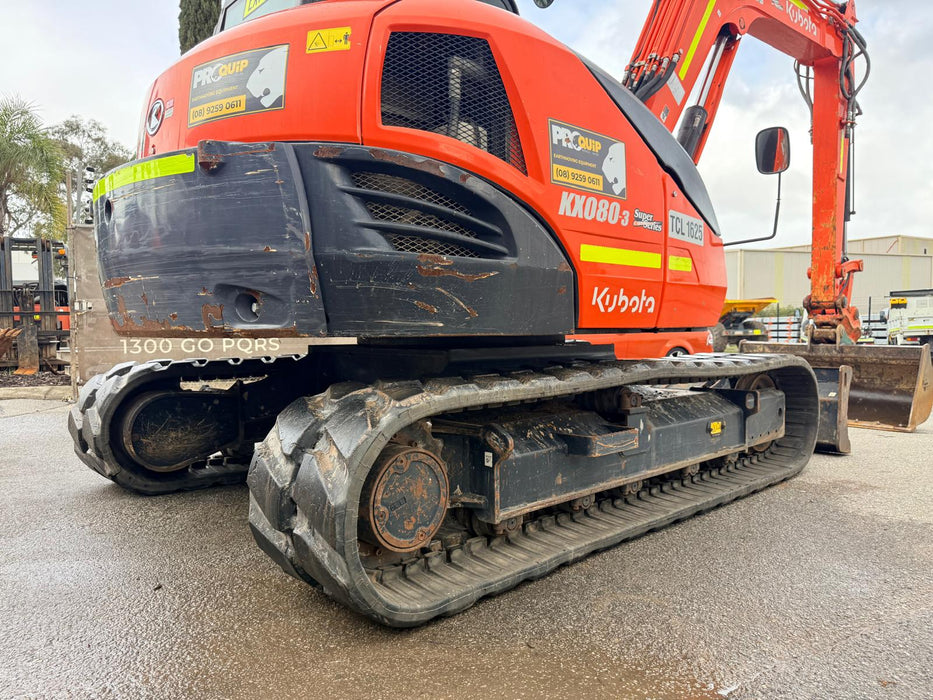 2021 KUBOTA KX080-3 8.4T EXCAVATOR (EX98) WITH HITCH, BUCKETS, 1920 HOURS