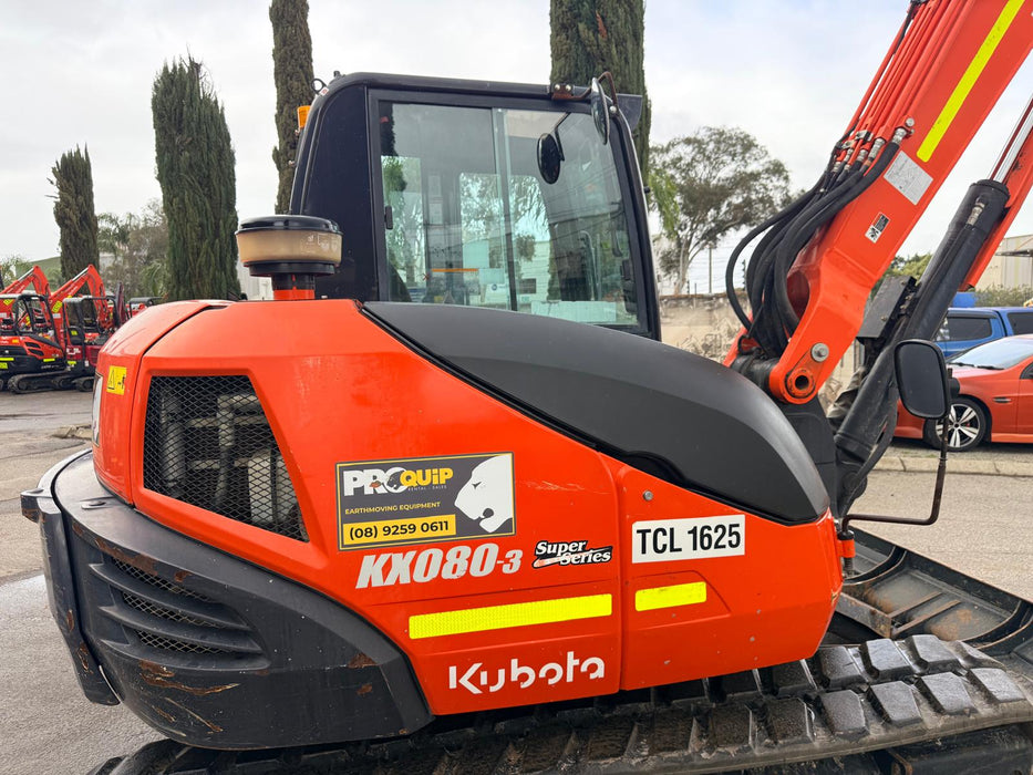 2021 KUBOTA KX080-3 8.4T EXCAVATOR (EX98) WITH HITCH, BUCKETS, 1920 HOURS