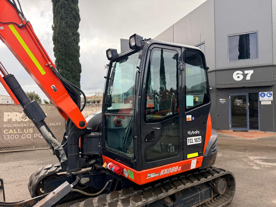 2021 KUBOTA KX080-3 8.4T EXCAVATOR (EX98) WITH HITCH, BUCKETS, 1920 HOURS