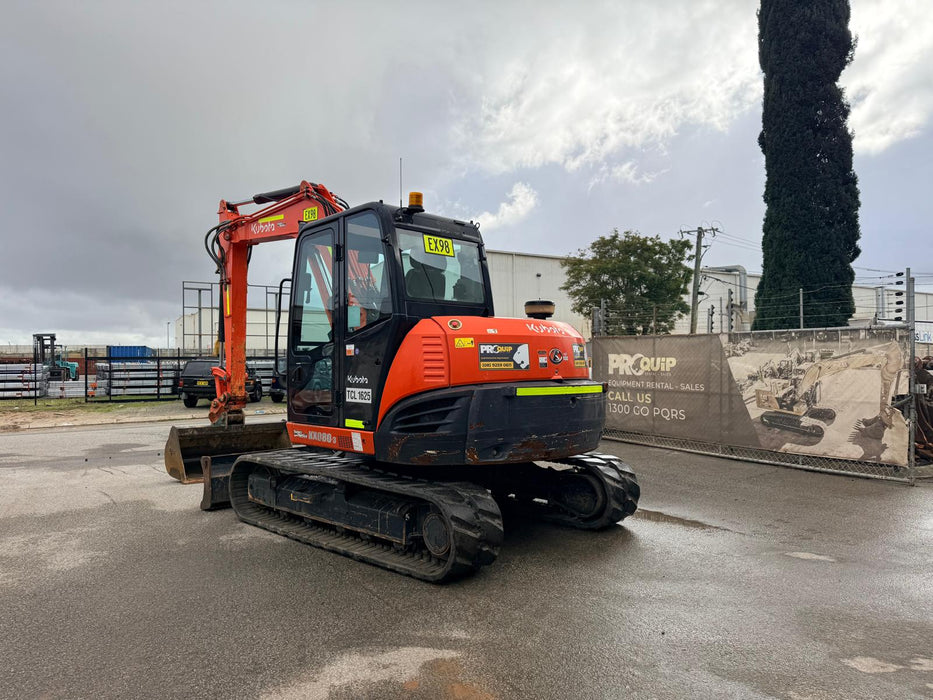 2021 KUBOTA KX080-3 8.4T EXCAVATOR (EX98) WITH HITCH, BUCKETS, 1920 HOURS