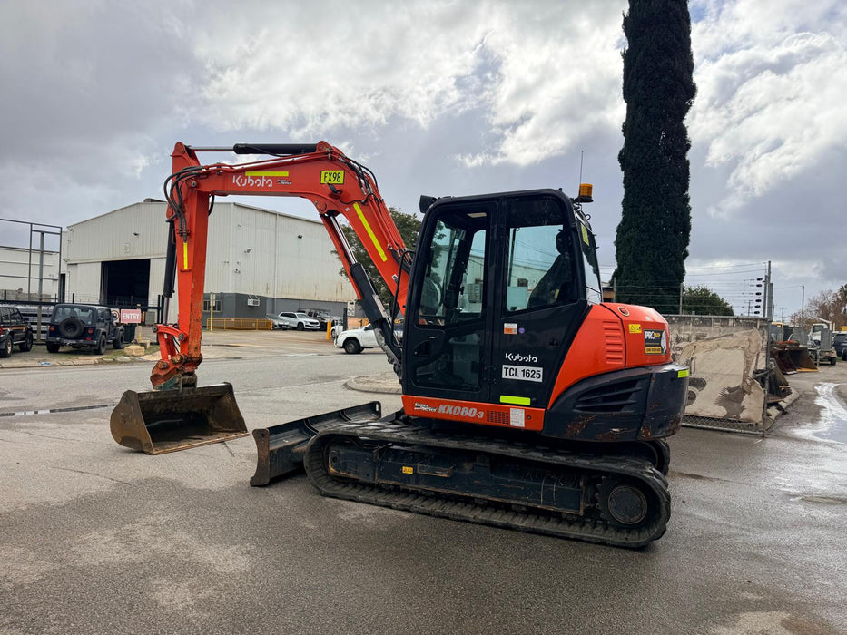 2021 KUBOTA KX080-3 8.4T EXCAVATOR (EX98) WITH HITCH, BUCKETS, 1920 HOURS