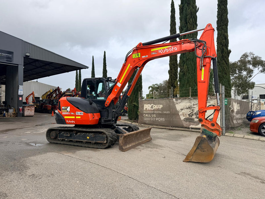 2021 KUBOTA KX080-3 8.4T EXCAVATOR (EX98) WITH HITCH, BUCKETS, 1920 HOURS