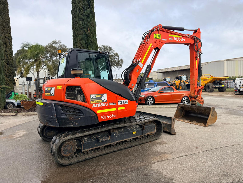 2021 KUBOTA KX080-3 8.4T EXCAVATOR (EX98) WITH HITCH, BUCKETS, 1920 HOURS