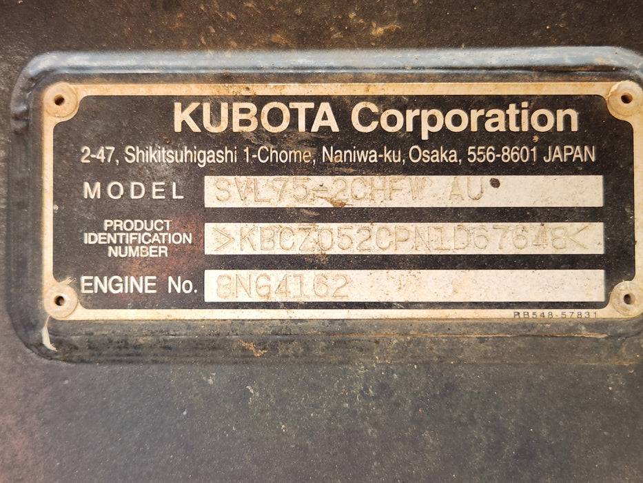 2022 KUBOTA SVL75-2 TRACK LOADER (L66) WITH HF, WIDE TRACKS, 4 IN 1 AND 1120 HRS
