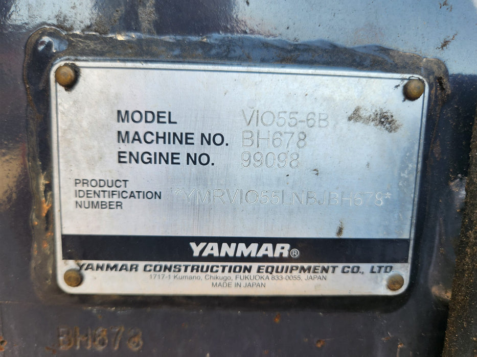 2022 YANMAR VIO55-6 5.6T EXCAVATOR (EX150) WITH TILT HITCH, 1710 HOURS