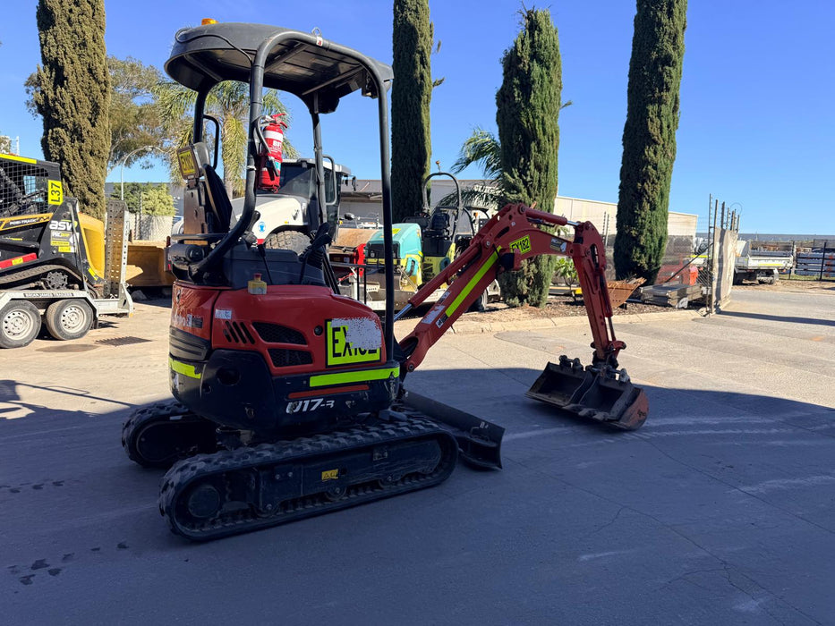2023 KUBOTA U17-3 1.7T MINI EXCAVATOR (EX182) WITH HITCH, BUCKETS AND 912 HRS