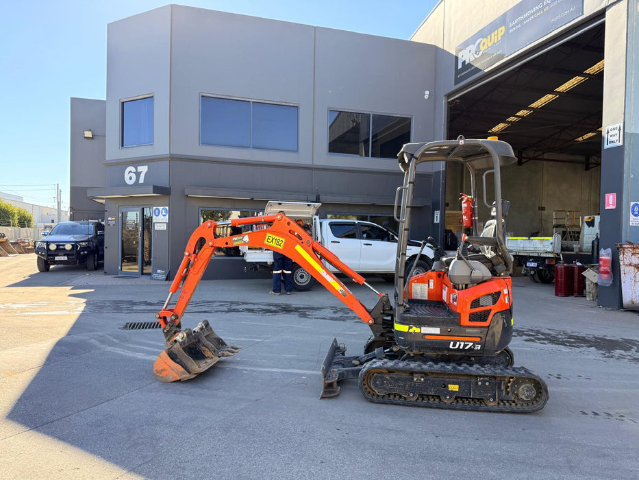 2023 KUBOTA U17-3 1.7T MINI EXCAVATOR (EX182) WITH HITCH, BUCKETS AND 912 HRS