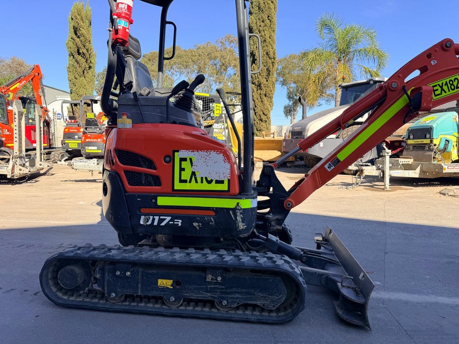 2023 KUBOTA U17-3 1.7T MINI EXCAVATOR (EX182) WITH HITCH, BUCKETS AND 912 HRS