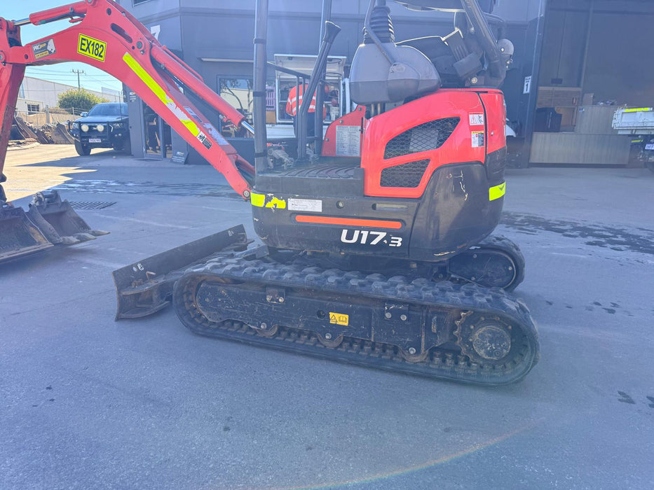 2023 KUBOTA U17-3 1.7T MINI EXCAVATOR (EX182) WITH HITCH, BUCKETS AND 912 HRS