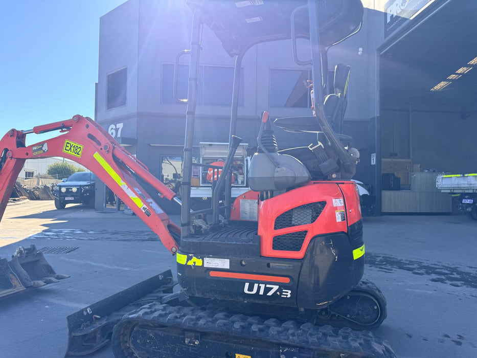 2023 KUBOTA U17-3 1.7T MINI EXCAVATOR (EX182) WITH HITCH, BUCKETS AND 912 HRS