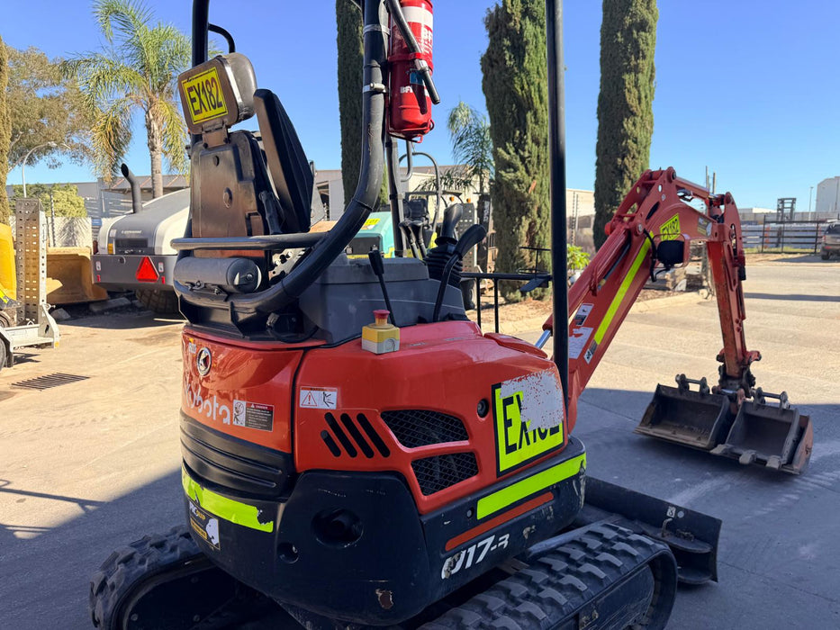 2023 KUBOTA U17-3 1.7T MINI EXCAVATOR (EX182) WITH HITCH, BUCKETS AND 912 HRS