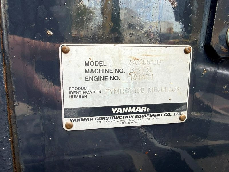 2022 YANMAR SV100-2 10T EXCAVATOR (EX126) WITH RUBBER TRACKS, 2750 HOURS