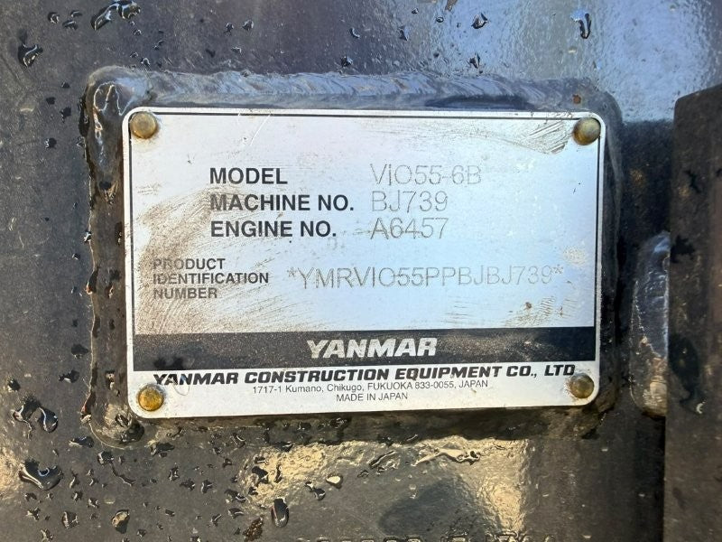 2023 YANMAR VIO55-6 (EX191) WITH TILT HITCH, CAB, BUCKETS, CIVIL SPEC AND 1455 HRS