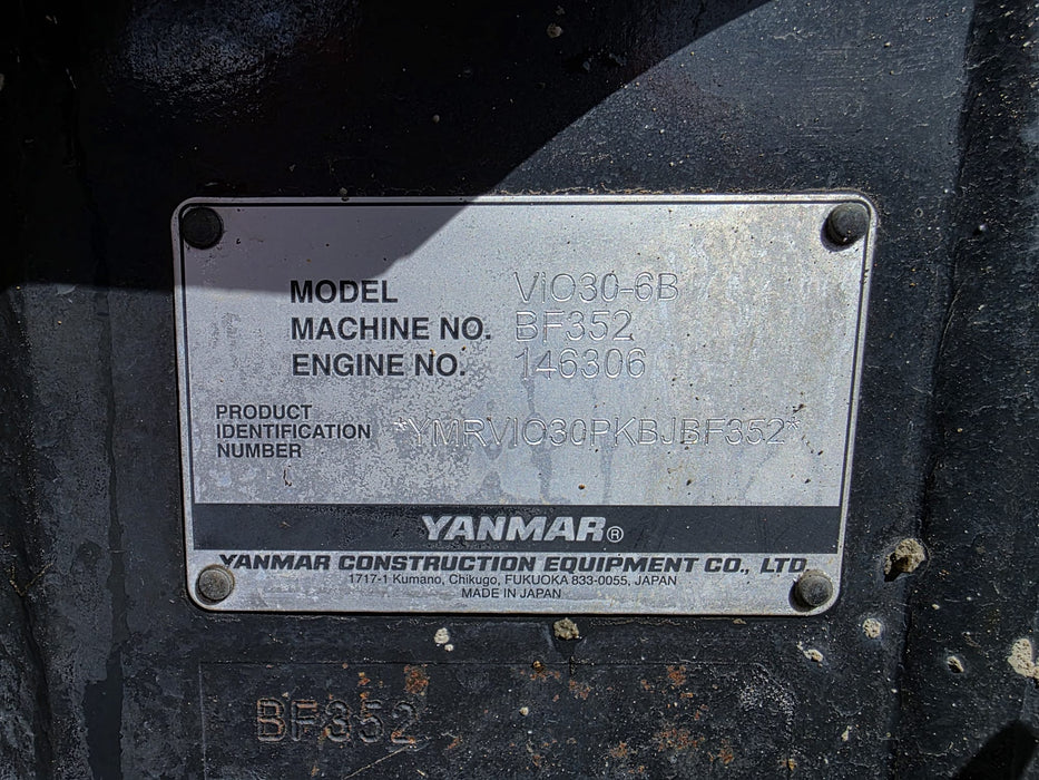 USED 2021 YANMAR VIO30-6 EXCAVATOR (M686) WITH A/C CABIN AND 1025 HRS