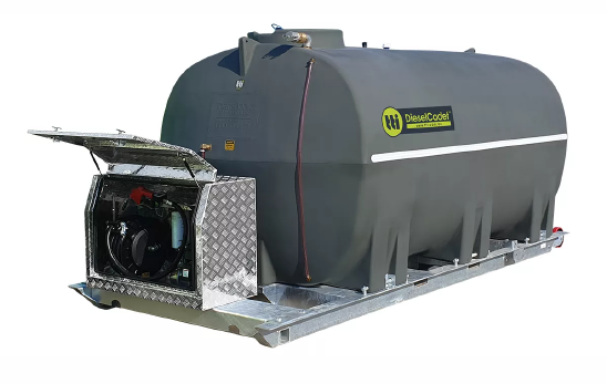 NEW TTI 5000 LTR DIESEL TANK WITH SKID FRAMES, PUMPSET AND HOSES